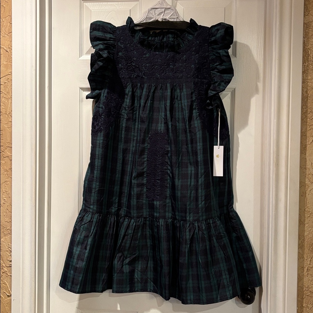 NWT - Size medium - j.marie holiday black watch tartan with embroidery dress
